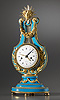 An important Louis XVI gilt bronze mounted Sèvres beau turquoise porcelain lyre clock of eight day duration with extremely fine enamel work by Etienne Gobin